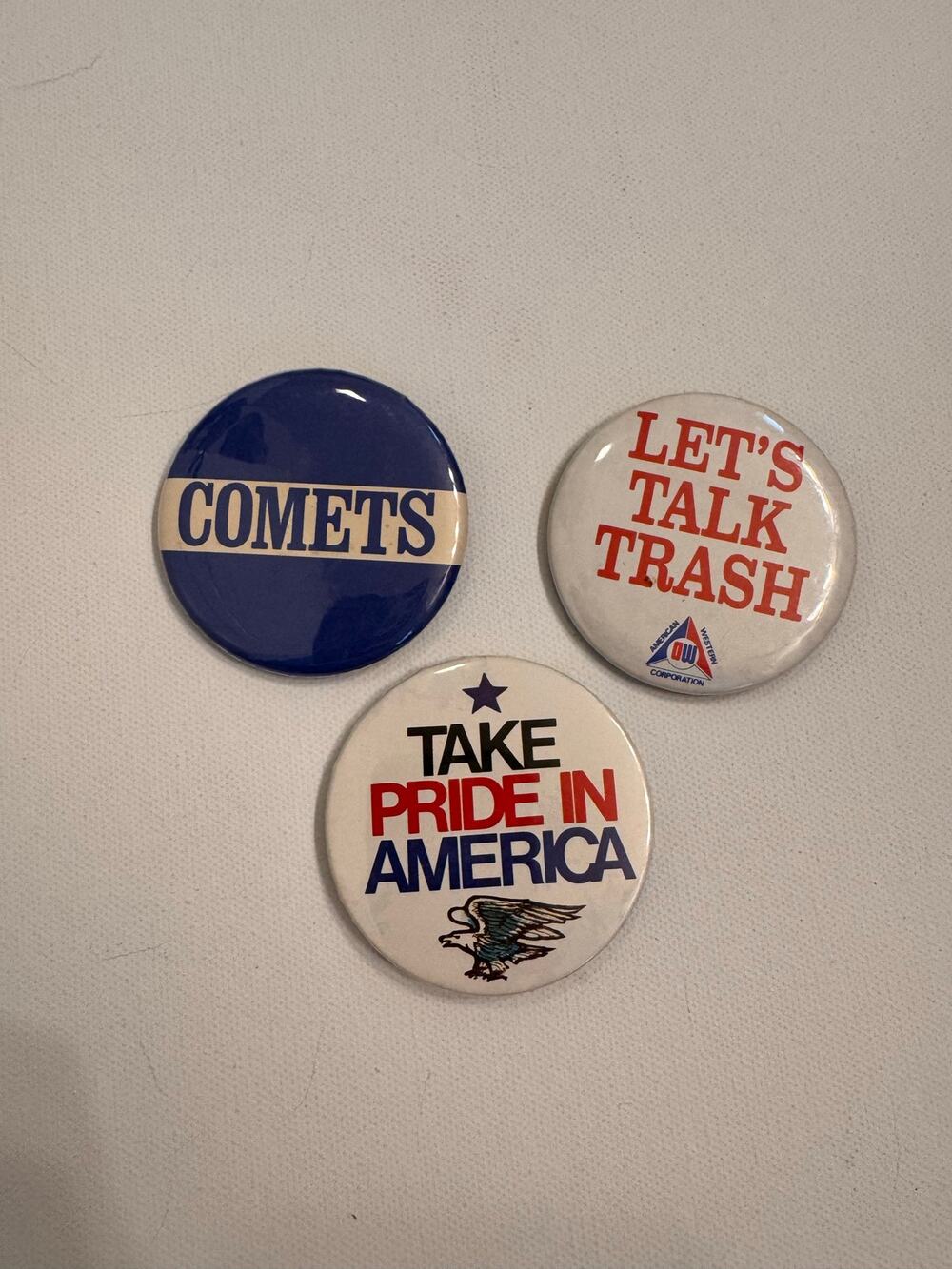 Lot of 3 Vintage Red White Blue Buttons 2.5"